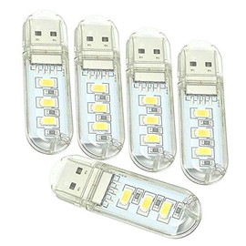 OUOU USB Reading Light Mini Portable LED Night Light USB Keychain Lights for Reading Outdoor Powered Camping Lamp-(Pack of 5)