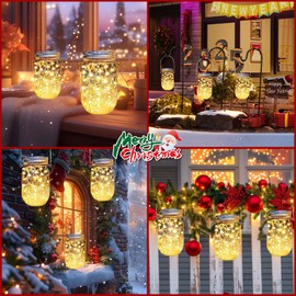 yeuago 12 Pack Solar Mason Jar Lid Lights - 30 LED Firefly Fairy String Lights, Waterproof Outdoor Solar Lights with Hangers for Regular Mouth Jars (No Jars Included)