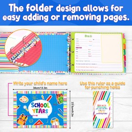 Kasfalci School Memory Book Scrapbook for Kids, Photo Album with Keepsake Pocket from Preschool to 12th Grade, Record School Days & Years Memories & Pictures