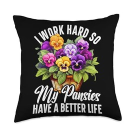 Pansy Flower Seeds for Planting Pansies Flower Gardening Throw Pillow