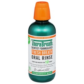 TheraBreath Fresh Breath Oral Rinse, Rainforest Mint, 16 Ounce Bottle