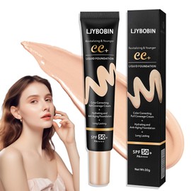 Hydrating CC Cream,Waterproof Flawless Concealer Full Coverage BB Cream for All Skin Types,Long Lasting Moisturizing Full Coverage Liquid Foundation for Men & Women（Natural）