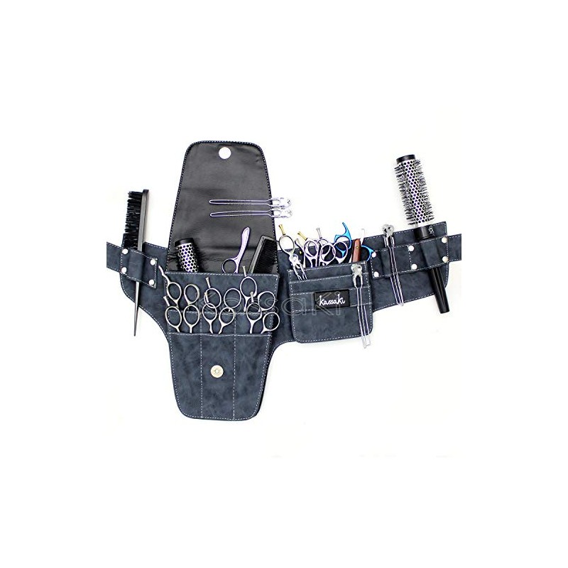 Hairdressing Scissor Bag Hip Holster Pouch Kassaki Blue Denim Look