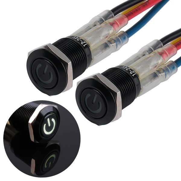 JIQI 2 x 12 mm Momentary Waterproof Pressure Switch 12