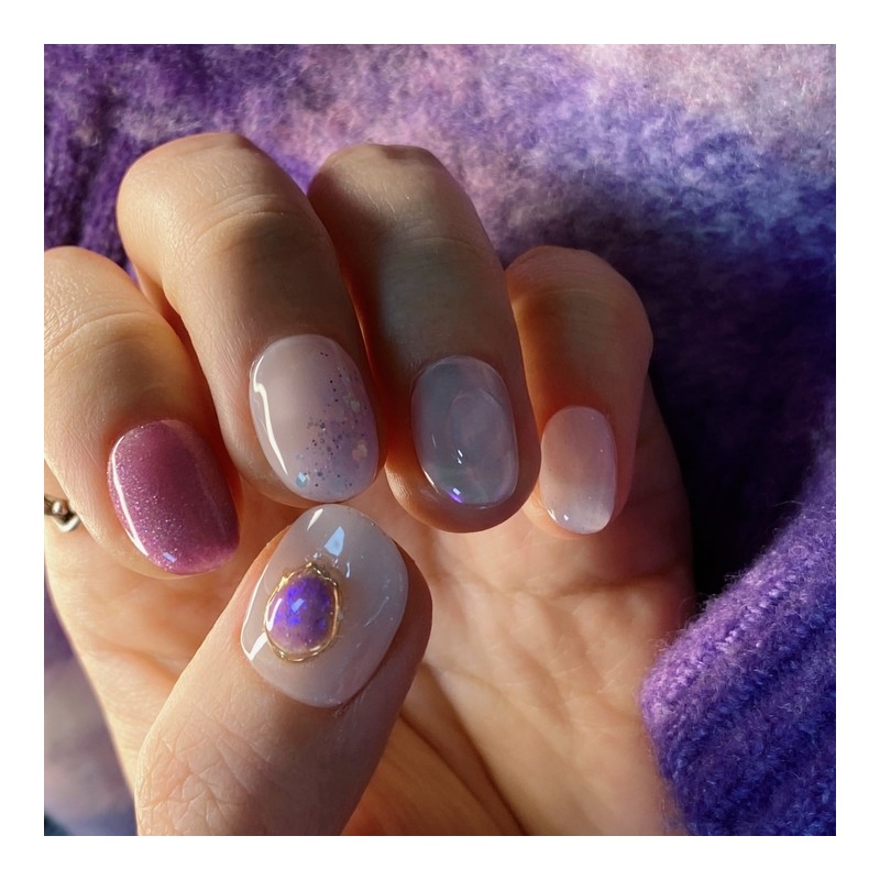 [Handmade Nail Tips] Winter on Janef's fingertips Sparkly Jamstone Nails