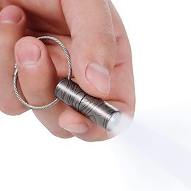 KeyUnity KF00 Titanium Mini Torch Keyring 15 Lumen Waterproof LED Torch Single Mode Compact Lightweight for Camping Hiking Everyday (KF00 Cloud Pattern)