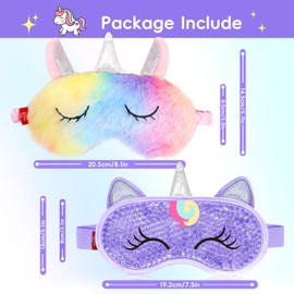 my novel things Cooling Eye Mask and Sleep Mask Eye Cover Rainbow Unicorn Girls Birthday Cute Gifts Teens Women, Cold Warm Eye Compress for Dry Eyes Spa at Home Travel Plush Blindfold Sleeping