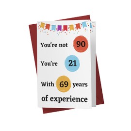 Karto Funny 90th Birthday Card for Men Women - Large 5.5x8.5 inch 90 Years Old Birthday Cards for Him Her - Experience