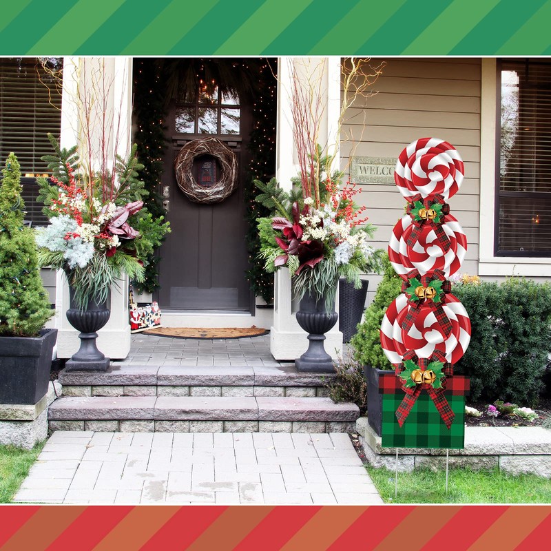 Christmas Candy Decorations Outdoor 50In Peppermint Xmas Yard Stakes Giant
