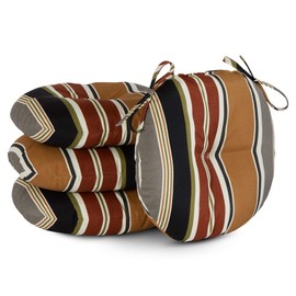 Greendale Home Fashions 15-inch Outdoor Round Bistro Seat Cushion, Set of 4, Espresso Stripe 4 Count