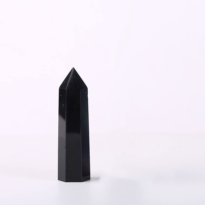 POWERTONE Natural Obsidian Gemstone Point, Hexagonal Column, Weight: 1.1 -