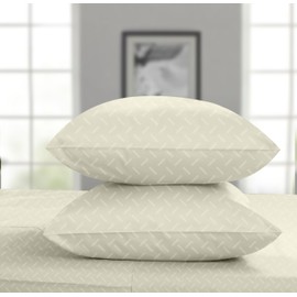 Threadmill Pillow Cases Standard Size Set of 2 | 100% Pure Cotton Jacquard Sateen Weave | Ultra Soft & Comfortable Bed Pillow Covers | Hotel Quality Pillow Protectors | Ivory Pillow Cases