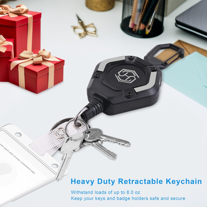 Chambom 2-Pack Retractable Keychain - Heavy Duty Badge Holder, ID