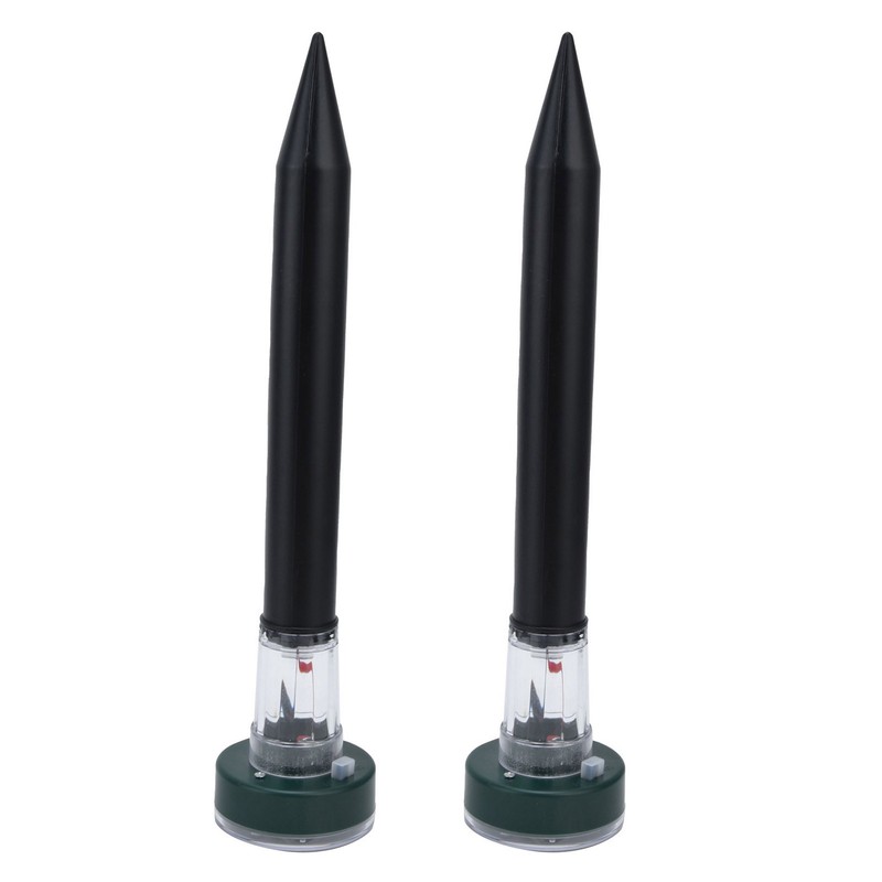 2PCS LED Mouse Expeller Ultrasonic Solar Snake Repeller Ground Insertion