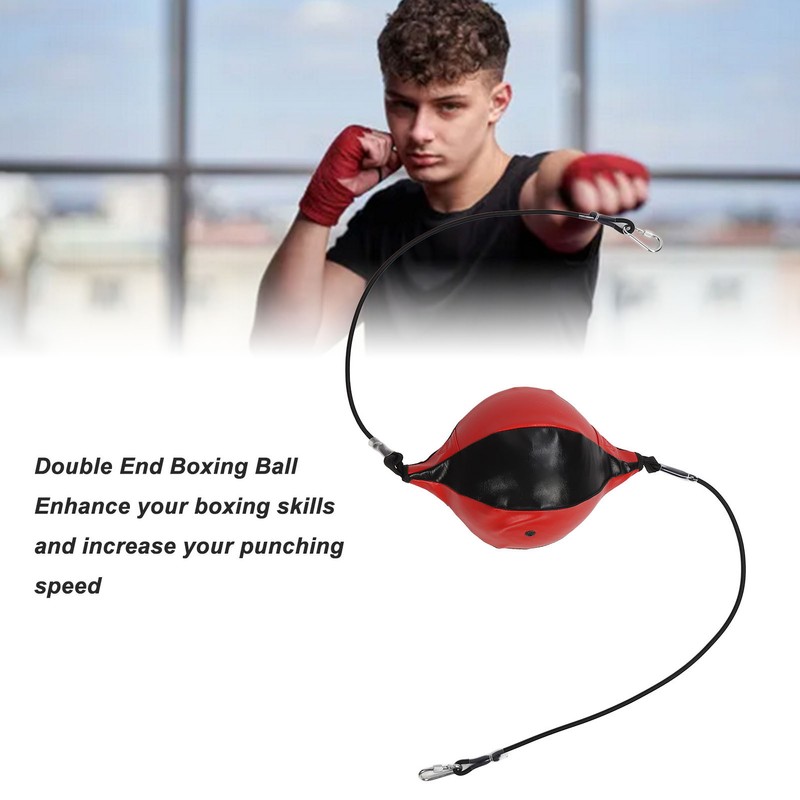 Double End Punching Ball with Adjustable Cord Inflator PU Leather