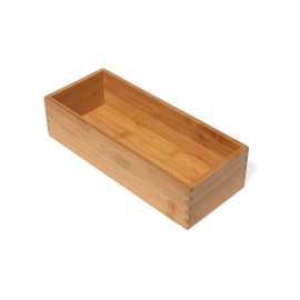 Lipper International Bamboo Wood Utensil Holder Storage Box for Cooking Tools, Makeup, or Office Supplies, 5" x 12" x 3"