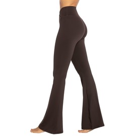 Sunzel Flare Leggings, Crossover Yoga Pants with Tummy Control, High Waisted and Wide Leg, No Front Seam Java Brown Small 30" Inseam