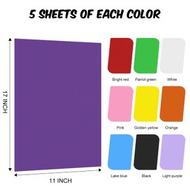 Greatshoot Colored Poster Board 50Pcs, 11x17 10 Assorted Color Poster Paper, 230G Thickness Poster Board Bulk for School Arts & Crafts, DIY Art, Signs, Small Posters, Exhibits,Notices, and More