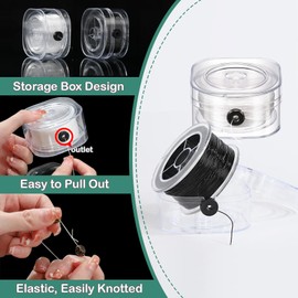 Clear Bracelet String Stretchy,0.8mm Elastic String for Bracelets Making, Transparent Crystal Bead Cord Bracelet Beading Thread,DIY Elastic Cord Beading String for Jewelry Necklace(White+Black)