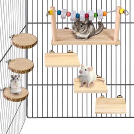 Chinchilla Wood Ledges Hamster Stand Platform Small Animal Climbing Toys Cage Accessories for Chipmunks Squirrels Sugar Gliders Gerbils mice Rats Parrots