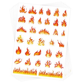 304 Pcs Flame Fire Stickers Hot Fire Fire Decals Decoration Waterproof Fire Decals Decoration Vinyl Art Decor for School Office Classroom Party Favor