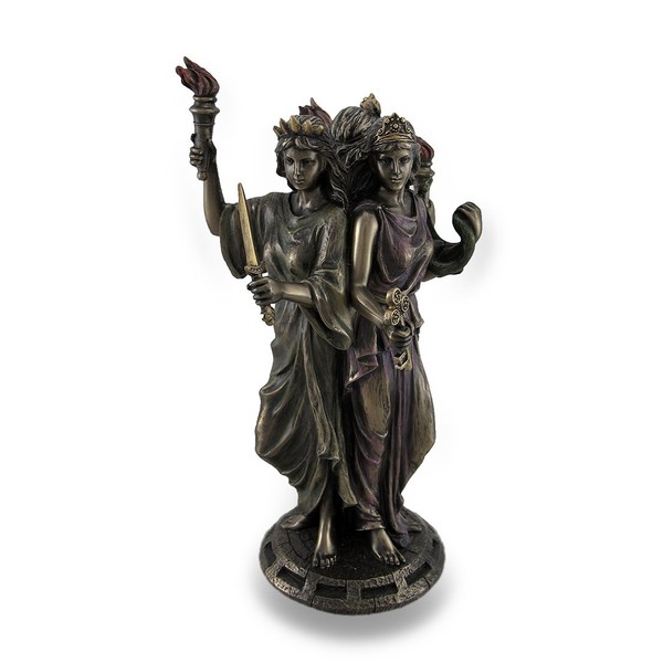 Bronze Finish Triple Form Hecate Greek Goddess of Magic Statue