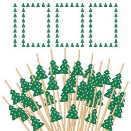 1000 Pcs Christmas Cocktail Sticks Picks Decoration, Xmas Tree Shape Fruit Food Picks Bamboo Skewers Decorative Sandwich Appetizer Toothpicks for Christmas Holiday Decoration Party Supplie (Xmas Tree)