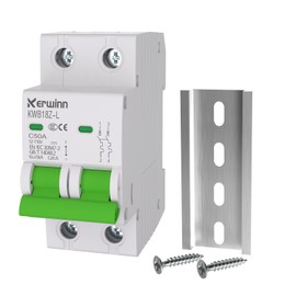 KERWINN DC Miniature Circuit Breaker 12V-110V Circuit Breaker 2Pole 50Amp Smart Circuit Breaker DIN Rail Mount for Battery Power Systems,Solar photovoltaic Systems(C50A)