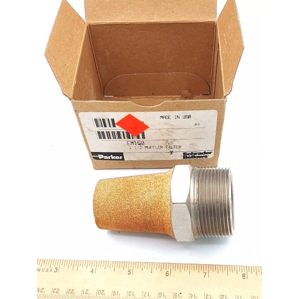 PARKER EM150 1 1/2" MUFFLER FILTER Schrader Bellows 1.5" NPT