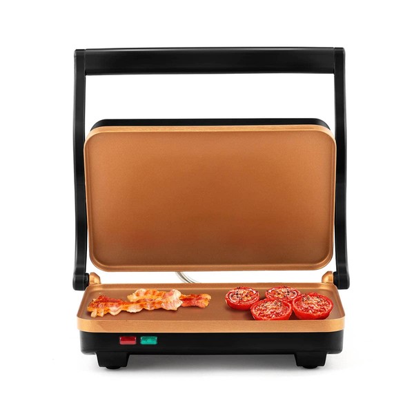 Holstein Housewares 2 Slice Non Stick Griddle, Black/Copper - Convenient and User Friendly for Optimal Cooking