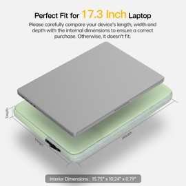 Laptop Sleeve 17 17.3 inch, Padded Travel Case for HP 17 inch Laptop/Envy 17 / Pavilion 17, Water-Resistant Portable Computer Protective Pouch Bag -Mint Green