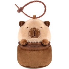 elephtree Creative Capybara Plush Doll Coin Wallet Purse Charms Portable Bag Hanging Decoration Earbuds Case Cute Mini Small Wallets for Women