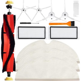 YBVABE Replacement Parts for Roborock S6 Pure/ S6Maxv/ S6/ S5 MAX/ S5/ S4 Max/ E4/ E5/ E3/ E2 Vacuum Replacement Parts 13 Pack - 1 Main Brush, 4 Side Brush, 2 Filters, 3 Mop Cloth Accessories Kit