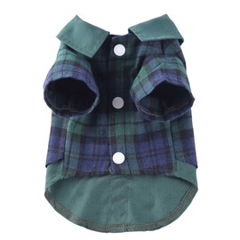 Puppy Shirt Polyester Soft Breathable American Style Fashionable Pet T Shirt for Fall and Winter LF02 Green Grid XL