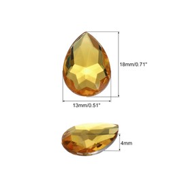 MECCANIXITY 50PCS Flat Back Acrylic Teardrop Gems 13x18mm Artificial Rhinestones for DIY Crafts Bead Wedding Party Face Painting Jewelry Making Golden