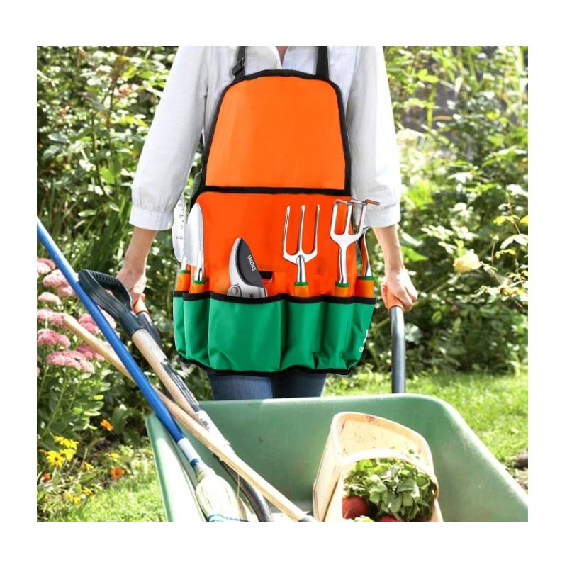 Ukoke Heavy Duty 12-Piece Garden Tool Kit with Storage Apron,