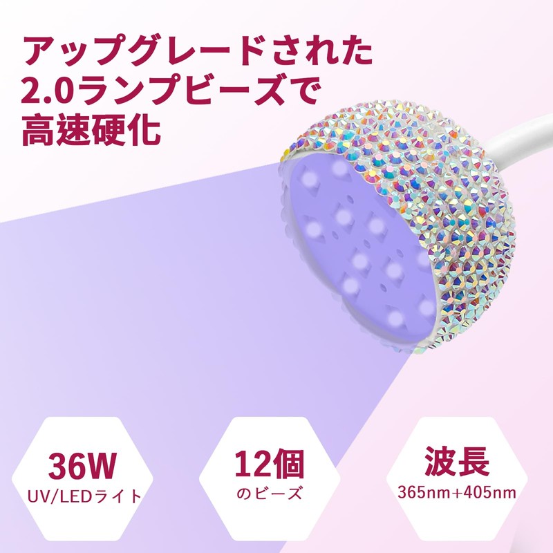 CGBE UV LED Nail Light with Auto Sensor, 36W Cordless