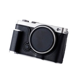 SIUTATDSH Camera Half Case for Panasonic Lumix S9, Vintage Metal Genuine Leather Instant Camera Protective Case for Panasonic Lumix DC-S9 Stylish Portable Shockproof (Black)