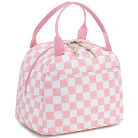 LEDAOU Lunch Box for Women Insulated Lunch Bag Lunch Tote Bags Leakproof Cooler Lunch Case for Travel Work Picnic (Pink Checkered)