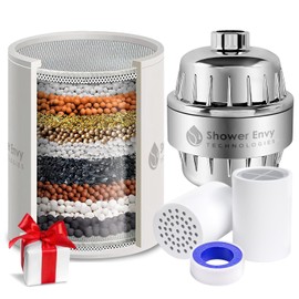 Shower envy 15-Stage Shower Filter – High-Pressure Filtered Shower Head with Vitamin C & E – Removes Impurities for Healthier Skin & Hair – Universal Fit for All Showers