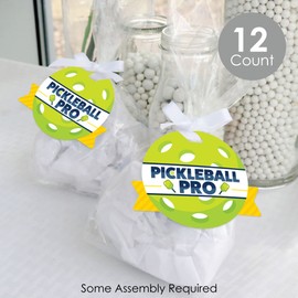 Big Dot of Happiness Let’s Rally - Pickleball - Birthday or Retirement Party Clear Goodie Favor Bags - Treat Bags With Tags - Set of 12