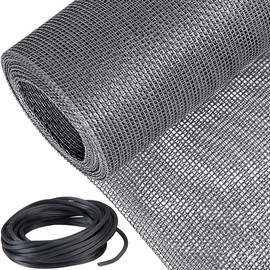 Window Screen, 51" x 99" Screen Door Repair Kit,DIY Durable Fiberglass Screen Mesh with Retainer Spline - Screen & Sliding Screen Door Repair for Patio & Window (Grey)