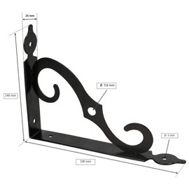 KOTARBAU 5907465920148 Regalträger Shelf Brackets, Black, 140 x 190 mm