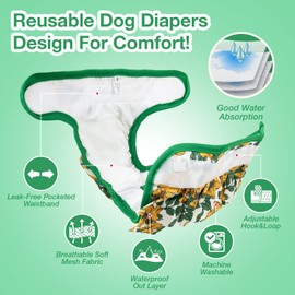 Pet Soft Heat Pants for Female Dogs, Reusable Dog Nappies for Female Dogs, M, Pack of 3 Highly Absorbent Panties for Dogs, Heat, Washable Nappies for Dogs, Heat/Period/Incontinence