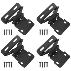 PIYANYO Matte Black Self-Closing Cabinet Hinges 1/2 Inch Half-Cover Type Self-Closing Cabinet Hinges for Kitchen Cabinet Door and Wardrobe Door Accessories with Installation Screws 4PCS