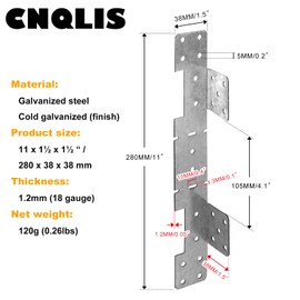 CNQLIS 12 PCS Adjustable Stair-Stringer Connector, Tie Straps Bracket Steel Deck Stair Stringer Connector (18 Gauge alvanized Steel)