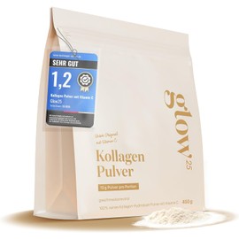 Glow25 Collagen Powder [450g] - Our Original - Collagen Hydrolysate with Vitamin C - Peptides Type 1 and 3 - Good Solubility - Neutral