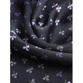 WANYING Men Silk Scarf from Artificial Silk Double Layers Long Thin Scarf Easy Chic Elegant Gentleman for Autumn Spring - Cloverleaf Pattern Dark Grey