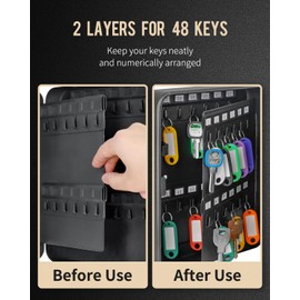Uniclife 48 Position Key Cabinet with Combination Lock Resettable Black Digital Security Storage Box Steel Key Organizer with Colorful Key Tag Labels Stickers and Hooks