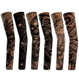Rbenxia 6pcs Temporary Tattoo Sleeves, Fake Arts Slip On Tattoo Body Arm Sunscreen Sleeves Set